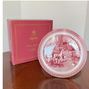 Spode St. Nick Salad Plates Set of 4 Red White England Williams Sonoma Excellent